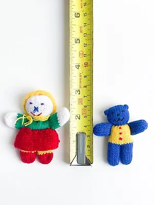 Hand Knit 9 Miniature Wool Colourful Dolls 6 Teddy Bears 3 Craft Hobby Embellish • £2.99