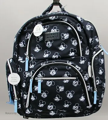 Disney Baby Black & White Mickey Mouse Multi Pc Diaper Bag Backpack W/14 Pockets • $99.99