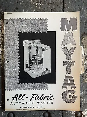 VTG 1956 MAYTAG ALL-FABRIC AUTOMATIC WASHER 140 + 140S Install/Service Manual • $19