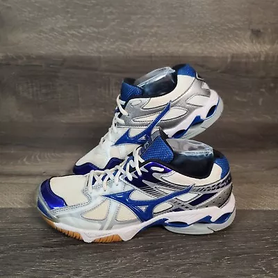 Mizuno Wave Bolt 4 Womens Size 9.5 White Blue Volleyball Running Shoes Sneakers • $24.95