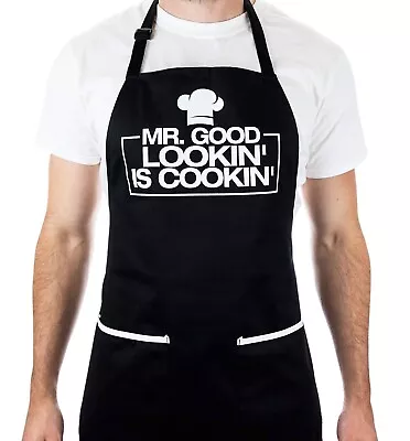 Men's Novelty Apron *Mr. Good Looking Is Cooking* One Size With Pockets NWOT • $10