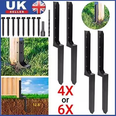 4 / 6 Pack Fence Post Spike Holder Garden Metal Drive In Stakes ResistantUK • £49.89