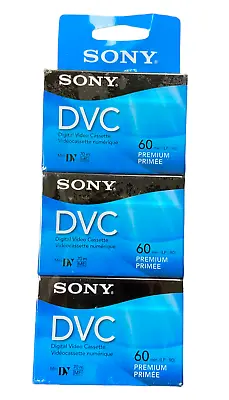 NOS Sony Mini DVC 60 Minutes LP:90 Premium 3PK Factory Sealed W/Hang Tag • $19