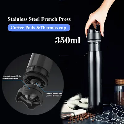 $22.99 • Buy 350ml Stainless Steel Vacuum Insulated Coffee Maker French Press Travel Tea Mug