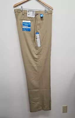 Haggar Mens 46x36 Cool 18 Pro Classic Fit Flat Front Khaki Color Pants NEW • $29.95