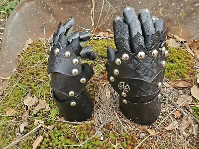 Medieval Knight Gauntlets Gloves Functional  Handcrafed Armor Leather  SCA LARP • $205