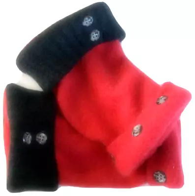 Fingerless Gloves Red Black Cashmere Wool S M L Small Medium Large Mittens Cuffs • $32.98