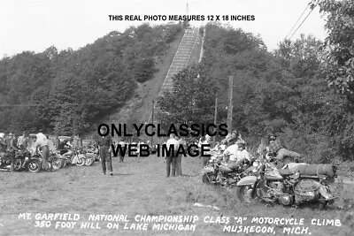 Motorcycle Hill Climb Race Muskegon Michigan 12x18 Photo-indian-harley Davidson • $18.66