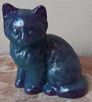 Kitten Kitty Fluffy Cat - Georgia Blue Glass Airbrushed Purple - Mosser USA • $34.99