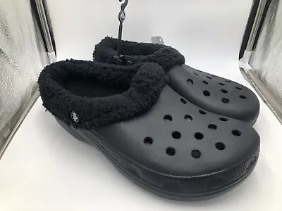 CROCS Classic Original Mammoth Faux Fur Lined Black Clog Slip On Size M12 NWT • $34.99