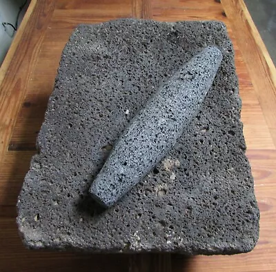 Antique Metate #10-Grinder-Rustic-Complete-Old Mexican--Primitive-13 X 17 X 8 • $329.97