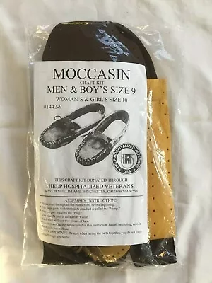 Moccasin Craft Kit Men Size 9 Women 10  Hospitalized Veterans Tan Brown Leather • $19.99