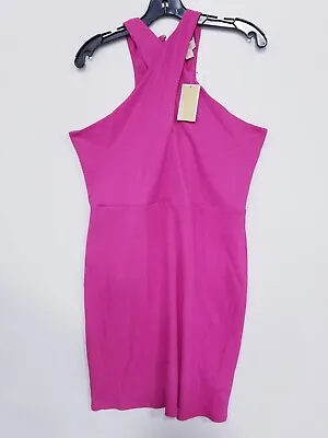 MICHAEL Michael Kors Criss-Cross Body-Con Minidress Sz L - Pink • $39.59