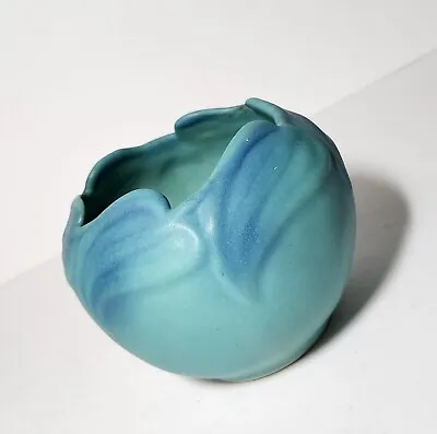 Vtg Matte Van Briggle HTF Leaf Vase Pre 1930s Colorado Springs Turquoise Blue *B • $49.96