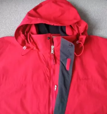 LL Bean 3 In 1 Jacket Men's L Fleece Lined Red Coat Full Zip Hooded 0YW86 • $24