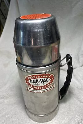 UNO-VAC Unbreakable Stainless Steel Thermos 21oz ? Vintage -1980’s USA MADE • $11