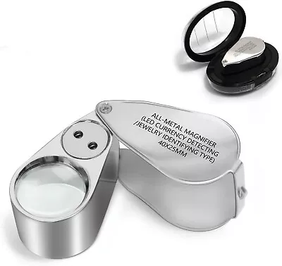 40X Jewelers Loupe Magnifying Glass Magnifier Loop UV Light Jewelry Coin Pocket • $13.40