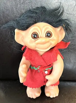 DAM MONKEY TROLL Doll Black Hair RED SUIT Green Trim 1960s Thomas Dam 10” • $199