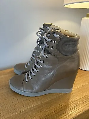 £49.99 • Buy See By Chloe Grey Soft Leather Wedge Ankle Boots 39.5 UK 6.5