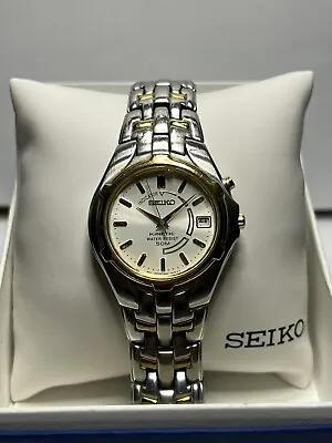 Seiko Kinetic Watch Mens Two Tone 5M62-0A89 W/Box & Warranty New Capacitor! • $152