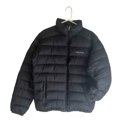 Marmot Jacket Mens Down Puffer 800 Fill Outdoors Hiking Large Black No Wear • $69.99