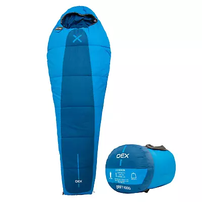 OEX Drift 1000 Sleeping Bag With Compression Stuff Sack Camping Equipment • £48.95