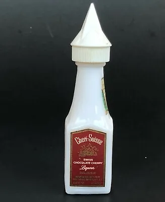 Cheri Suisse Miniature Liquor Bottle Swiss Chocolate Cherry Milk Glass Empty Vtg • $13.99