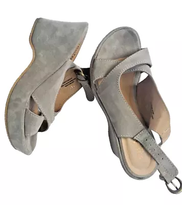 Sundance Platform Mad In Italy Sandal Suede Slingback Wedge Beige Buckle 37 US 7 • $45