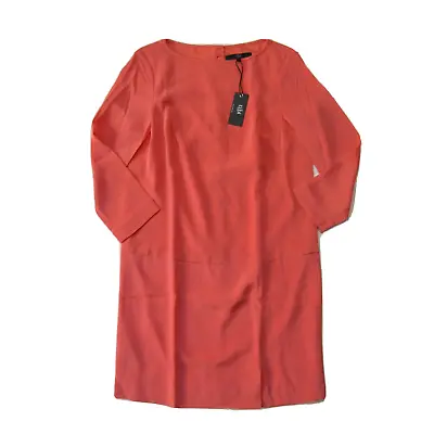 NWT Tibi New York Essential Shift In Coral Slit Hem Silk Dress 0 • $44