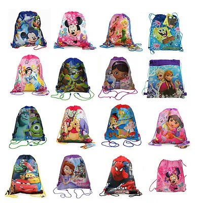 12x Disney Party Favors Drawstring Backpack Sling Tote Gym Bag - Boys Girls Kids • $25.95