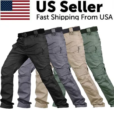 Tactical Mens Cargo Pants Waterproof Work Hiking Combat Outdoor Trousers Pants • $26.59