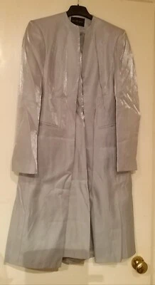 £24 • Buy Size 10 Matching Dress + Coat, Pale Blue-grey Shimmer: Wedding, Worn Once 