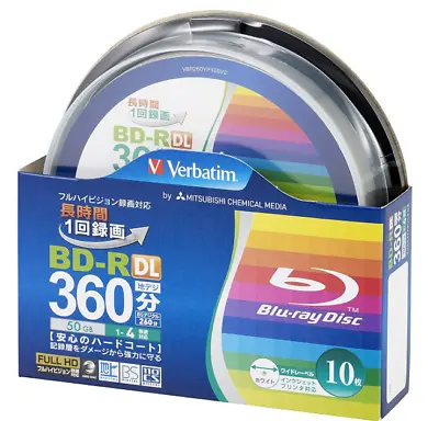 VBR260YP10SV2 Verbatim Blu-ray Disc 10 Spindle 50 GB 4X Speed BD-R DL Printable • $30.49