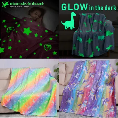 ✅Fleece Blanket Glow In The Dark Large Sofa Throw Soft Warm Faux Fur Mink Kids • $37.14