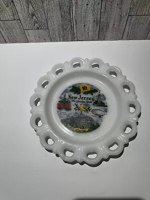 Vintage Milk Glass New Jersey Plate As Is • $2