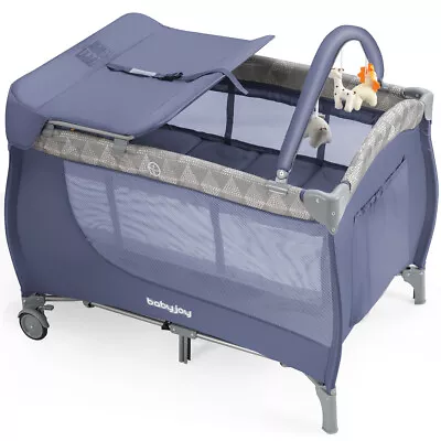 4-in-1 Baby Travel Cot Foldable Infant Crib Changing Table Children Playpen  • £67.95