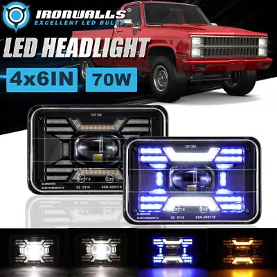 4X6  LED Headlights Hi-Lo Blue DRL Amber Turn Signal For Chevy S10 Blazer 94-97 • $62.98