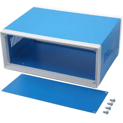 Electronic Enclosures Blue Metal Enclosure Project Case DIY Box Junction Case En • $61.34