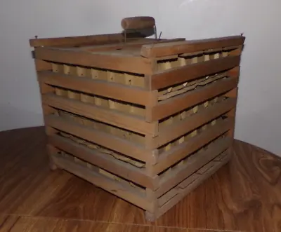 Closing EBay Vintage Primitive Farmhouse Wooden Egg Crate Carrier ALL ORIGINAL! • $45