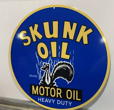 Vintage Style Skunk Motor Oil   Metal Heavy Steel Quality Sign • $49