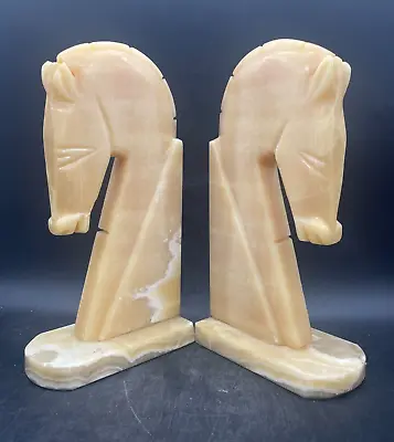 Vintage Large Carved Marble Stone Horse Head Bookends Mid-Century 10  • $26.99