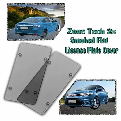 $8.49 • Buy Zone Tech 2x Smoked Flat License Plate Cover Tinted Protector US Universal 12x6 