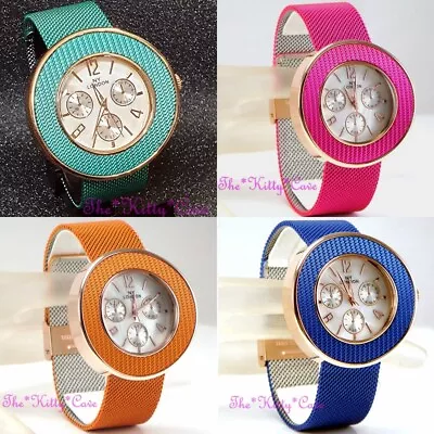 £22.99 • Buy Designer Stainless Steel Chainmail Mesh Sporty Chunky Chronograph Style Watch