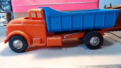 1970-80's Processed Plastics Co Dump Truck Orange/Blue USA 12.5  Long X 4.5 W • $12.89