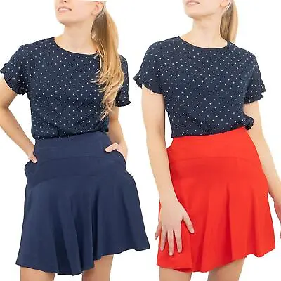 £9.89 • Buy REISS Skirt Navy Red Womens Smart Lined Flared Flippy Work Party Office Wedding