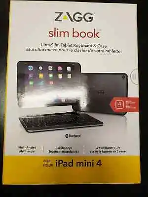 Zagg Ultrathin Slim Book Hinged Keyboard Case For IPad Mini 4 Black • $12