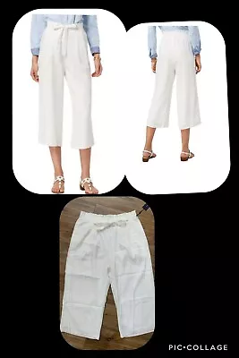 NWT Tommy Hilfiger St. Tropez Womens Tencel Cropped High-Waist WHITE Pants SZ L • $12.48