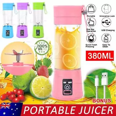 Rechargeable Portable USB Electric Fruit Juicer Blender 6-Blades Travel Bottle • $12.99