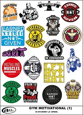 18 Gym & Motivational Vinyl Stickers Decals 1.5Inch Sheet 9.5¨ X 6.5 ¨ • $5.95