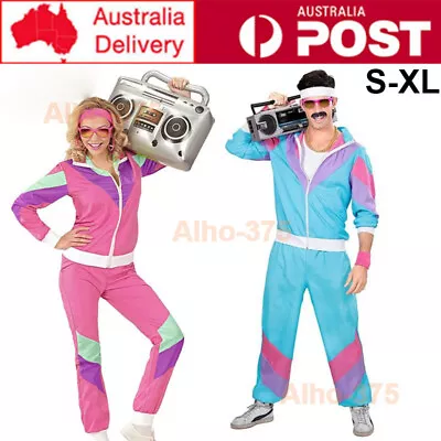 Adults 80s Height Of Fashion Tracksuit 1980s Party Retro Disco Neon Costume • $42.99